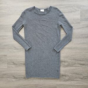 Aritzia Wilfred Dark Gray Ribbed Campanule Silk-Blend Sweater Dress Size Small